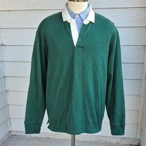 ROWING‎ BLAZERS Portugal Green White Cotton XXL Mens Polo Long Sleeve Shirt